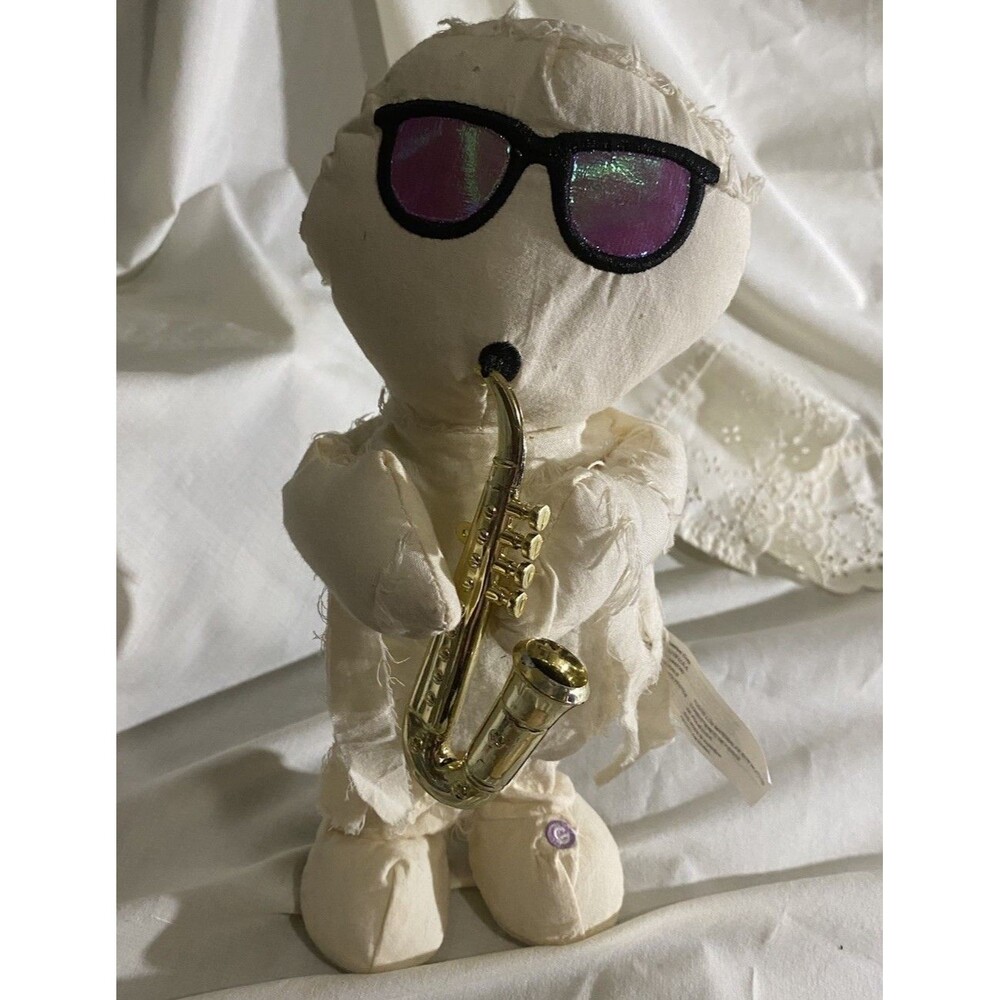 Gemmy Animated Halloween Mummy Saxophone Player Plush Sunglasses 12"